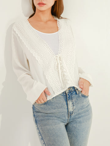 Tie Front Lace Top